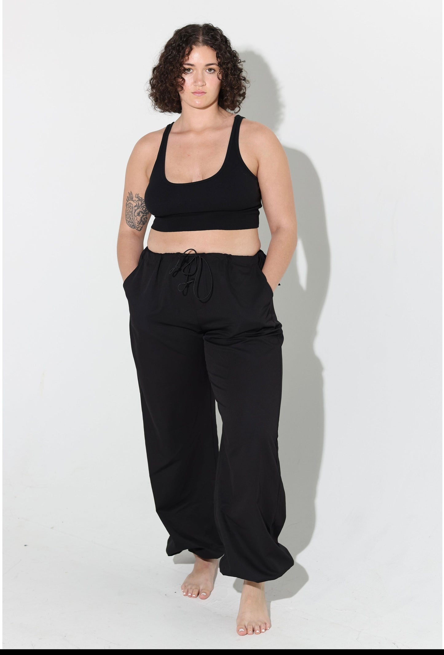 Oversized Black Parachute Pants